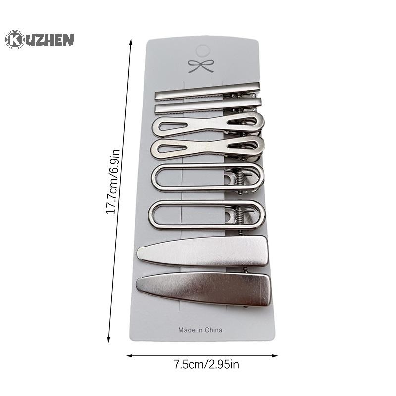 Kuzhen 8 Chiếc Cô Gái Tóc Kim Loại Bạc Mỏ Vịt Kẹp Nữ Kẹp Tóc Bên Nổ Nữ Nữ Barrettes Phụ Kiện Tóc HOT