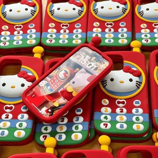 Mèo Kitty Dễ Thương Màu Đỏ Cho IPhone 16 15 12 13 14 Pro Max Phim Hoạt Hình Kitty Ốp Lưng Điện Thoại Cảm Ứng Sáng Tạo Vỏ Mềm