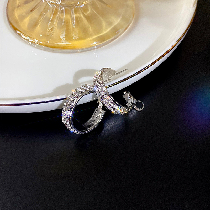 Chunky Vòng Bông Tai Thời Trang Đa Năng Micro Pave Zircon Bông Tai Nữ