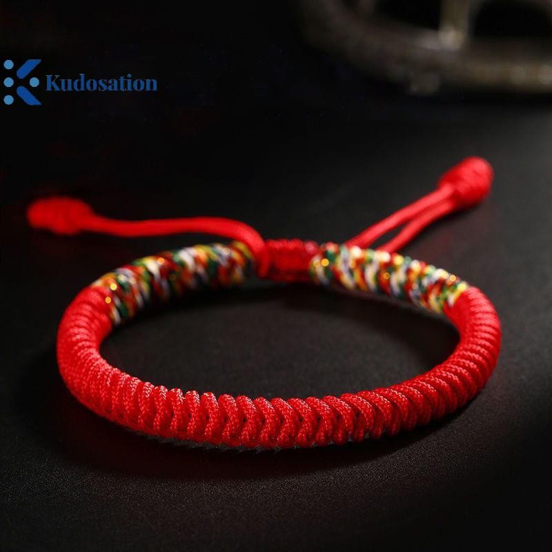 Kudosation Phật Giáo Tây Tạng Vòng Tay May Mắn Unisex Có Thể Điều Chỉnh Vua Nút Dây Đỏ Vòng Tay Dành Cho Nam Nữ Cặp Đôi Pulsera