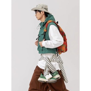 Áo vest nam có mũ trùm đầu phong cách Harajuku Nhật Bản, phù hợp thời trang thể thao