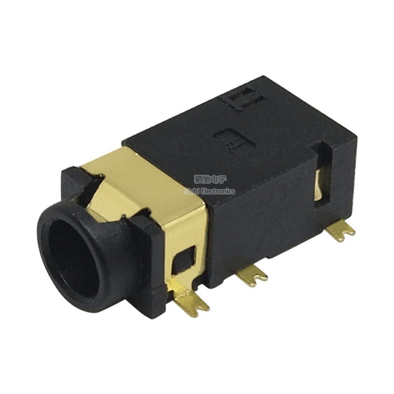 PJ-342 311 4.5 Giá đỡ tai nghe Miếng dán 3 + 3 mạ vàng 3,5MM Cắm tai nghe Ổ cắm tai nghe ghim mạ vàng