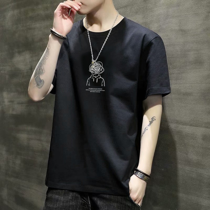 Phong Cách Mới Nam Ngắn Tay Áo Thun Phong Cách Hàn Quốc Mùa Hè Hợp Thời Trang Rời Thanh Niên Slim-fit Thường Ngày