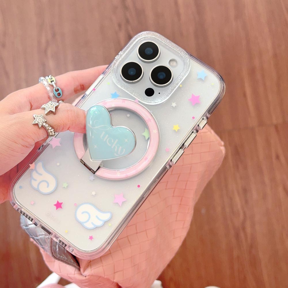 Ốp Lưng Cứng Tương Thích Với iPhone 13 13Pro 13ProMax 14 14Pro 14ProMax 15 15Pro 15ProMax 16 16Pro 16ProMax 17 17Pro 17ProMax Ốp Nam Châm Họa Tiết Đôi Cánh Ngôi Sao Nhiều Màu Sắc