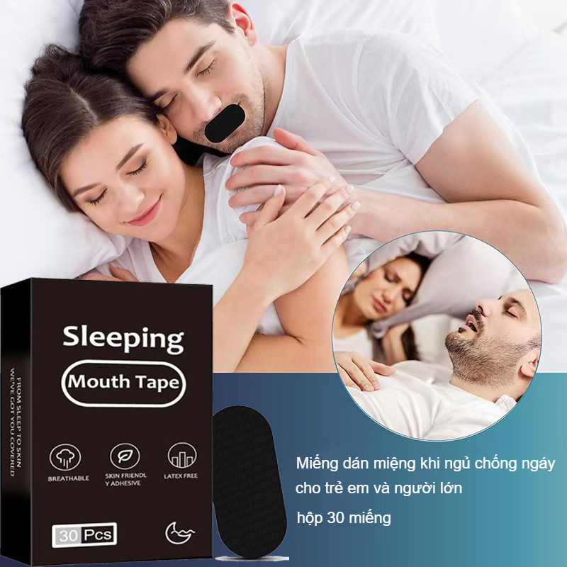 Miếng dán miệng khi ngủ chống ngáy hiệu quả hộp 30 miếng cải thiện giấc ngủ, chống hô cho trẻ em và người lớn