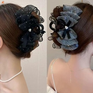Móng vuốt tóc barrettes lưới nơ trang trí đơn giản, phù hợp cho phụ nữ và bé gái dùng hằng ngày
