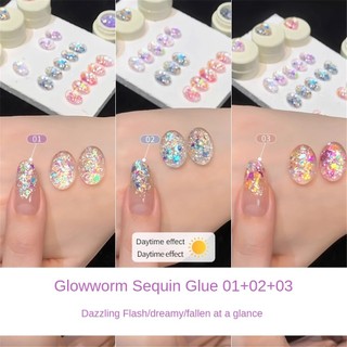 ANNIES Gel móng dạ quang Firefly Sequin Series, kim sa lấp lánh, đa sắc, trị liệu móng nghệ thuật cho tiệm