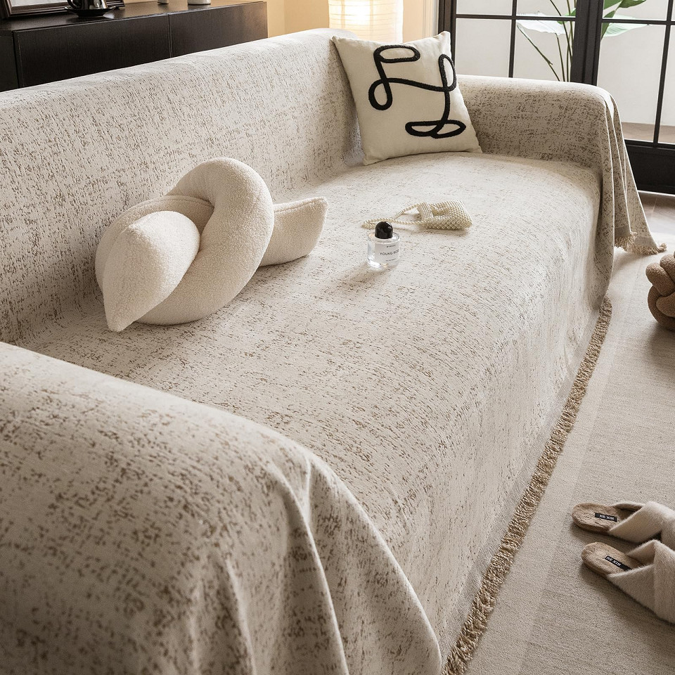 Mềm Chenille Sofa Dành Cho Sofa Phần Đất Nước Mộc Mạc Viền Ghế Dành Cho Chó Loveseat Cover Futon Cover Hình Chữ L Có Thể Giặt Bảo Vệ Ghế