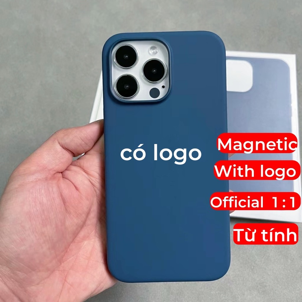 Màu xanh từ tính Silicone lỏng cho iphone 16 / 15 / 14 / 13 / 12 / Pro / Pro Max / plus / mini Vỏ điện thoại chất lượng cao Hoạt hình bật lên