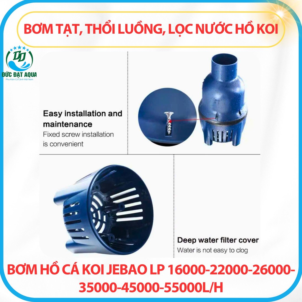 Bơm Hồ Cá Koi JEBAO LP 16000-22000-26000-35000-45000-55000L/H: Bơm Tạt, Thổi Luồng, Lọc Nước hồ Koi 8