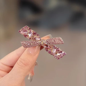 Kẹp Tóc Nơ Rỗng Kẹp Vịt Kim Cương Giả Màu Sắc Cổ Tích, Sang Trọng - Phù Hợp Cho Tóc Gãy