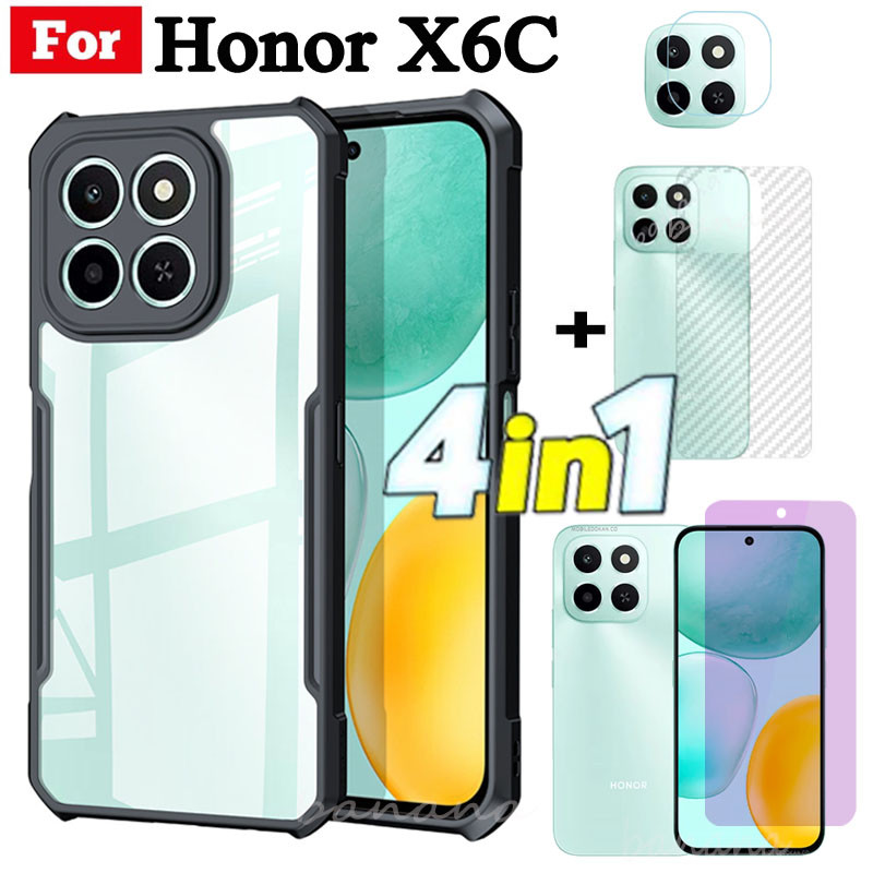 Ốp Điện Thoại Chống Sốc 4 Trong 1 Honor X6C Cho Honor X6B X7C X7B X8C X8B Bảo Vệ Toàn Diện Kính Cường Lực Bảo Vệ Màn Hình Và Phim Ống Kính Và Phim Mặt Sau
