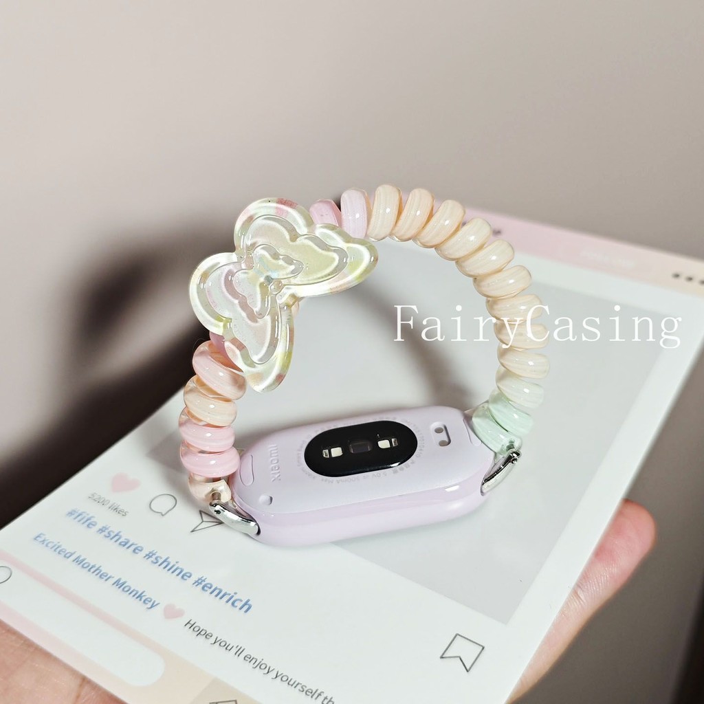 Dây đeo đầu bướm chuyển màu cho Xiaomi Band 10 9 8 Pro 7 6 5 4 3 Brecele đàn hồi cho Mi Band 8 9 Active Watchband