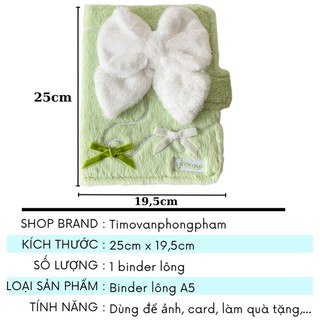 Binder A5 Sổ Đựng Card Lông Mềm Nơ To Gấu Bông Tiểu Thư Album Ảnh Idol Timo VPBL40