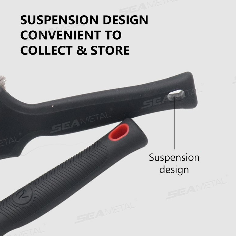 Cọ vệ sinh vành lốp xe ô tô SEAMETAL cỡ trung, tay cầm ngắn bằng nylon mềm, vành thép, thảm sàn vải, chổi khử trùng