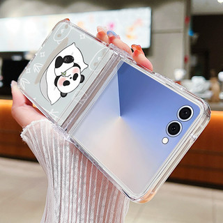 Phim Hoạt Hình Họa Tiết Gấu Trúc Trong Suốt Ốp Lưng Điện Thoại Samsung Galaxy Z Flip 7 Flip 6 Flip 5 Flip 4 Flip 3 5G Full Bản Lề Cứng PC Gấp Bao Da Cho Samsung Z Flip 7 6 5 4 3