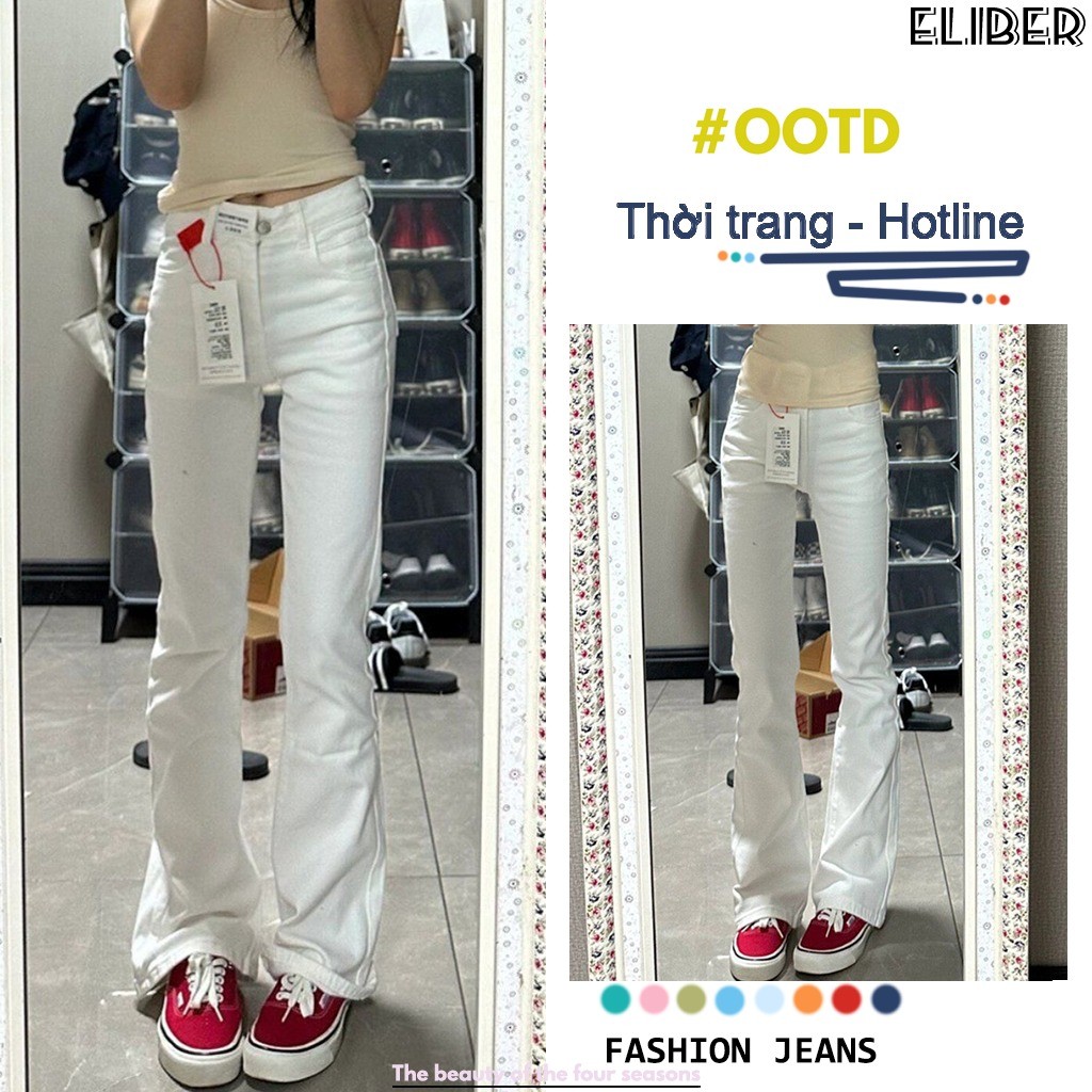ELIBER- Quần Ống Loe Trắng Không Hở - Cho Nàng Quả Lê - Eo Cao Ôm Tôn ...