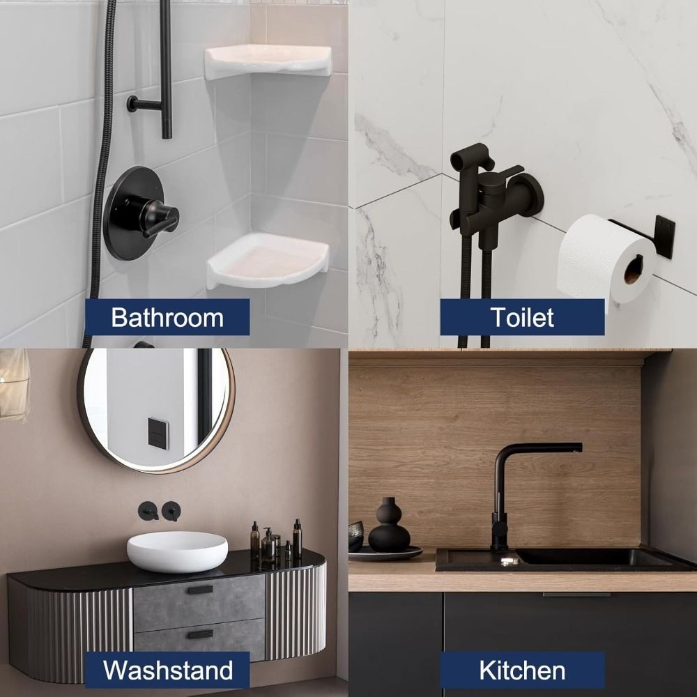 Vỏ trang trí vòi NOTE1, Vỏ vòi hoa sen Chrome bằng thép không gỉ, Tấm ốp mặt bích màu đen