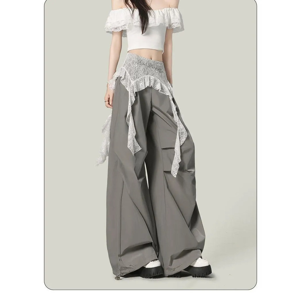 Milyfashion Ren Thêu Fart Rèm Mới Niche Độc Đáo Dưới Thân Váy Không Đều Ruy Băng