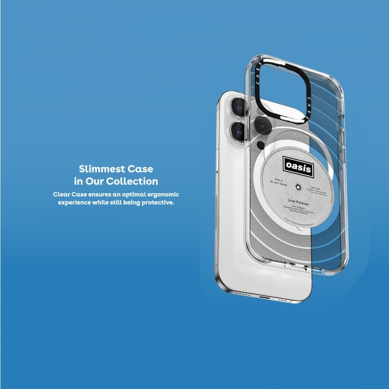 CASECASE X Oasis Record Case Impact Clear Magnet Hút cho IPhone 16 / 15 / 14 / 13 Pro Max | Mặt sau Acrylic bảo vệ quân sự với bao bì cao cấp