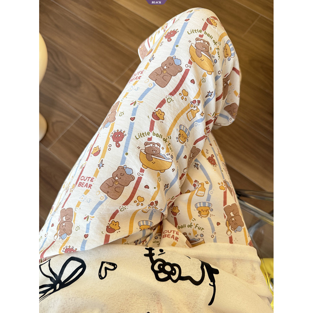Quần Pyjama Ngắn Cà Phê Sọc Phong Cách Hàn Quốc Cho Nữ Mùa Hè 2025
