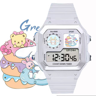 Đồng hồ điện tử Kuromi cho bé - Chống nước, phát sáng, báo thức 12/24h