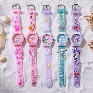 Đồng hồ trẻ em Sanrio dễ thương – Dây silicone mềm máy quartz chống nước nhẹ