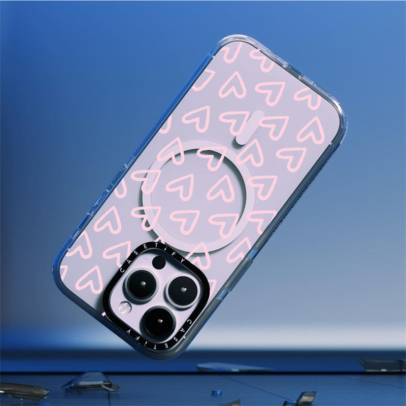 CASECASE X Full Màn Hình Tình Yêu Hút Từ Tính Trong Suốt Cứng Acrylic Lưng TPU Edge Case Sideband Phông Chữ Ốp Lưng Điện Thoại Tác Động Dành Cho Apple IPhone 13 14 15 16 Pro Max