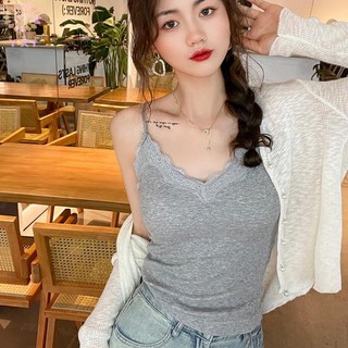 Camisole ren phong cách Hàn Quốc cho mùa hè, cổ chữ V, form slim