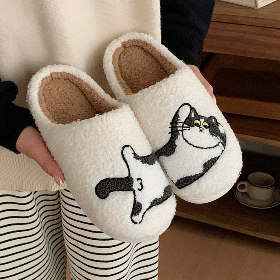 XIXITIAO Dép Cotton Thu Đông Ấm Áp Nam Nữ Cặp Đôi Mèo Con Dễ Thương Chó Con Nhà