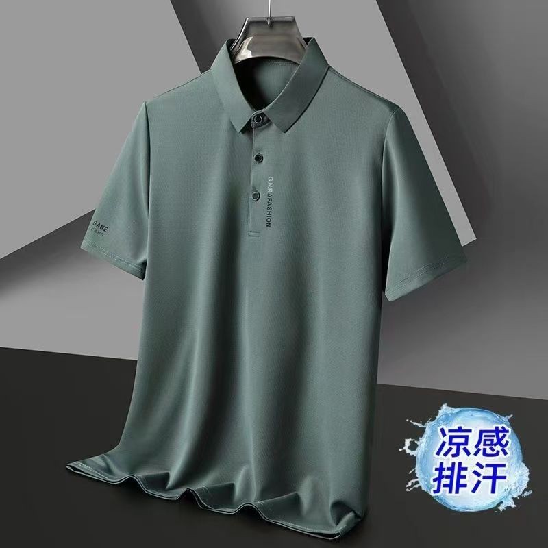 Nam Áo Polo Băng Lụa thoáng khí cổ ngắn, thời trang mùa hè