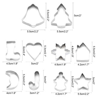 10 Cái / bộ Dụng Cụ Cắt Bánh Quy Cây Giáng Sinh 3D Khuôn Làm Bánh Quy Lập Thể, Bộ Khuôn Bánh Quy Inox Để Nướng Lễ Hội