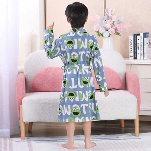 Trẻ Em Váy Ngủ Xuân Thu Hè Dài Tay Bé Gái Mỏng Áo Tắm Cotton Nguyên Chất Bộ Đồ Ngủ Trẻ Em Áo Bơi Hot Spring Hotel
