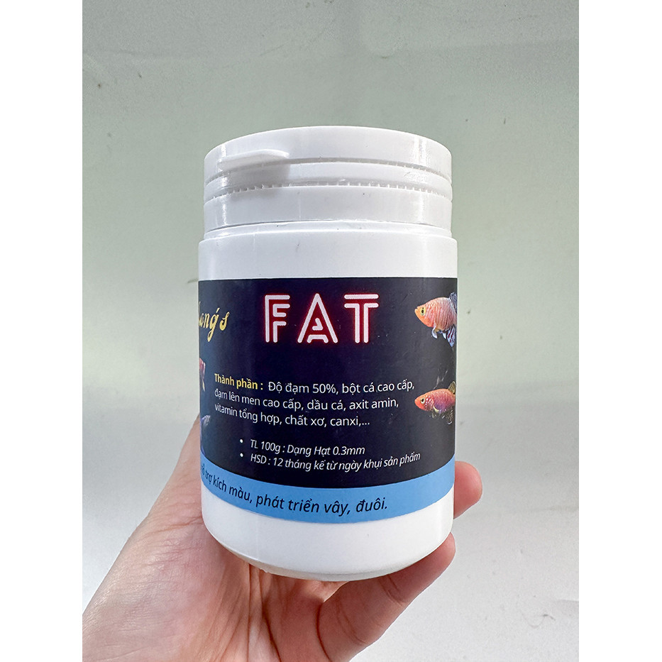 Cám Cát Long’s FAT Thức ăn cho cá guppy, betta và các loài cá cảnh khác (Hủ 100gram)