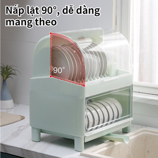Hộp Đựng Chén Đĩa Có Nắp Tiện Dụng, Tủ Nhựa 2 Tầng Cho Nhà Bếp và Đồ Dùng Dao Kéo Thoải Mái.