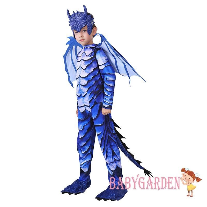 Baga-4-10 Tuổi Trẻ Em Bé Trai Halloween Rồng Trang Phục Hóa Trang Tất Cả Trên Cân Tay Dài Áo liền quần Cánh Đuôi Facewear Bộ