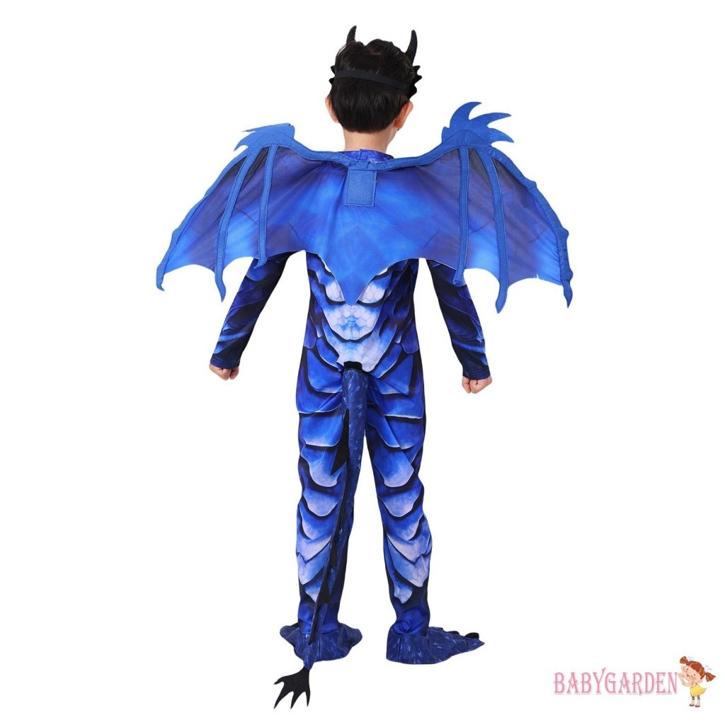 Baga-4-10 Tuổi Trẻ Em Bé Trai Halloween Rồng Trang Phục Hóa Trang Tất Cả Trên Cân Tay Dài Áo liền quần Cánh Đuôi Facewear Bộ