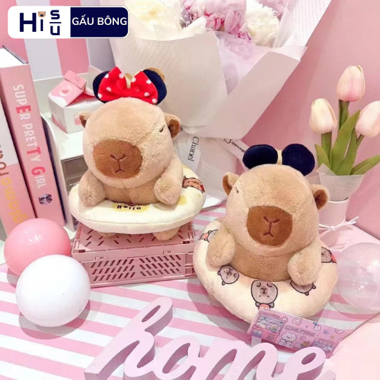 Capybara Đeo Phao Gấu Bông Capybara Nhỏ Dễ Thương Capybara Mini Tai Mickey Có Dây Treo Làm Đồ Trang Trí Siêu Cute