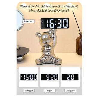 Gấu Bê Khay Ống Heo Đa Năng MYD.23 & Đồng Hồ LED Báo Thức, Trang Trí Phòng Ngủ