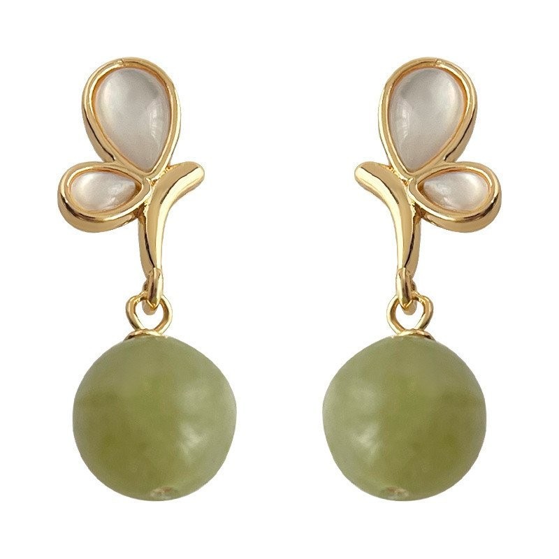 Hoa tai hình bướm bằng đá tự nhiên vỏ sò mạ 14k hoa tai phong cách sang trọng đơn giản đơn giản kiểu dáng thủ công cổ điển nghệ thuật cho nữ