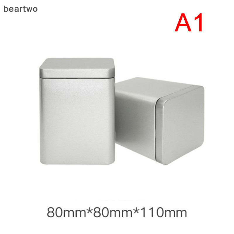 < Beartwo > 1 Cái Lon Trà Hộp Bảo Quản Bao Bì Kim Loại Vuông Lọ thiếc Nhỏ Đẹp
