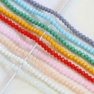 8mm màu Macaron mặt cắt hạt phẳng thủy tinh pha lê kết cườm tự làm trang sức thủ công Vòng tay Vòng Cổ Phụ Kiện Bông tai