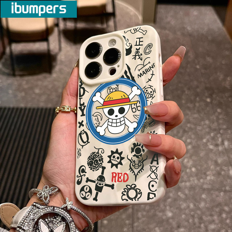 ibumpers Ốp lưng Iphone Ngầu Anime ONE PIECE Trắng Hoạ Tiết Ốp Điện Thoại nhám Mỏng Silicone Mềm Chống Sốc Chống Bẩn Cho Iphone 15 14 12 13 11 Pro Max IP 7 8 Plus Iphon X XS XR