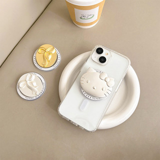 Retro Kim Loại Mèo Kitty Tròn Từ Tính Giá Đỡ Điện Thoại Cho IPhone 16 15 14 13 12 Pro Max 14 Plus Có Thể Gập Lại Pop Ring Grip Co Giãn Để Bàn Đứng