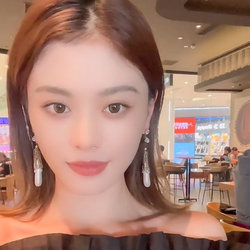 Hàn Quốc Công Nghiệp Nặng Nhẹ Sang Trọng Đá Quý Giọt Nước Hình Bầu Dục Bông Tai Dài Tua Rua Cao Cấp Influencer Bông Tai Mặt Tròn Sli