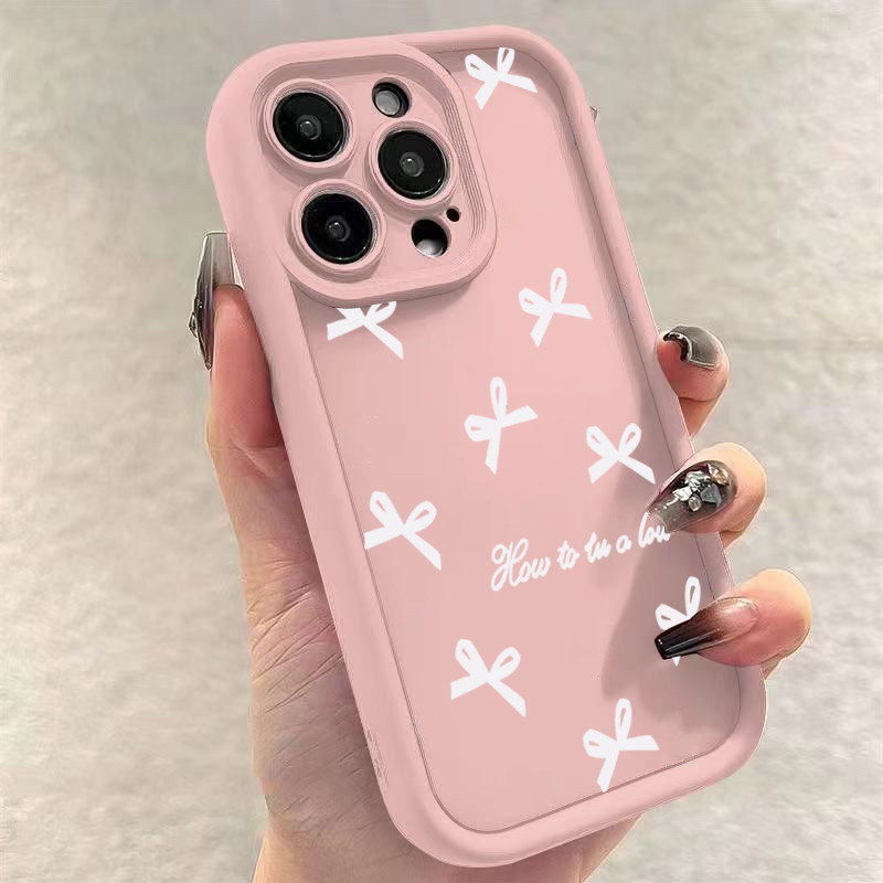 Ốp Lưng Tương Thích Cho OPPO A60 A38 A18 A57 A17 A16 A15 A5S A7 A55 A35 A53 A74 A58 A92 A78 A98 A76 A15S A77 A31 A16E A52 A54 Reno 8T Tiếng Anh Nơ Silicon Mềm Mờ Cover