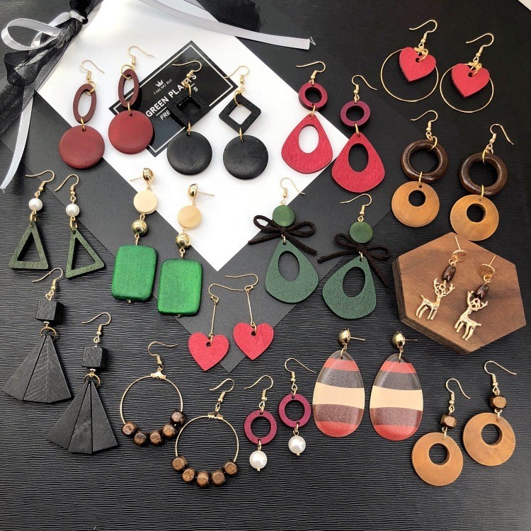 ❣️Hàng sẵn có Hàn Quốc Retro Phù Hợp Với Hình Học Độc Đáo Bông Tai Bằng Gỗ Nhẹ Sang Trọng Đơn Giản Thời Trang Nữ Tua Dài Sang Trọng Bông Tai Sang Trọng Trang Sức