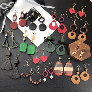 ❣️Hàng sẵn có Hàn Quốc Retro Phù Hợp Với Hình Học Độc Đáo Bông Tai Bằng Gỗ Nhẹ Sang Trọng Đơn Giản Thời Trang Nữ Tua Dài Sang Trọng Bông Tai Sang Trọng Trang Sức