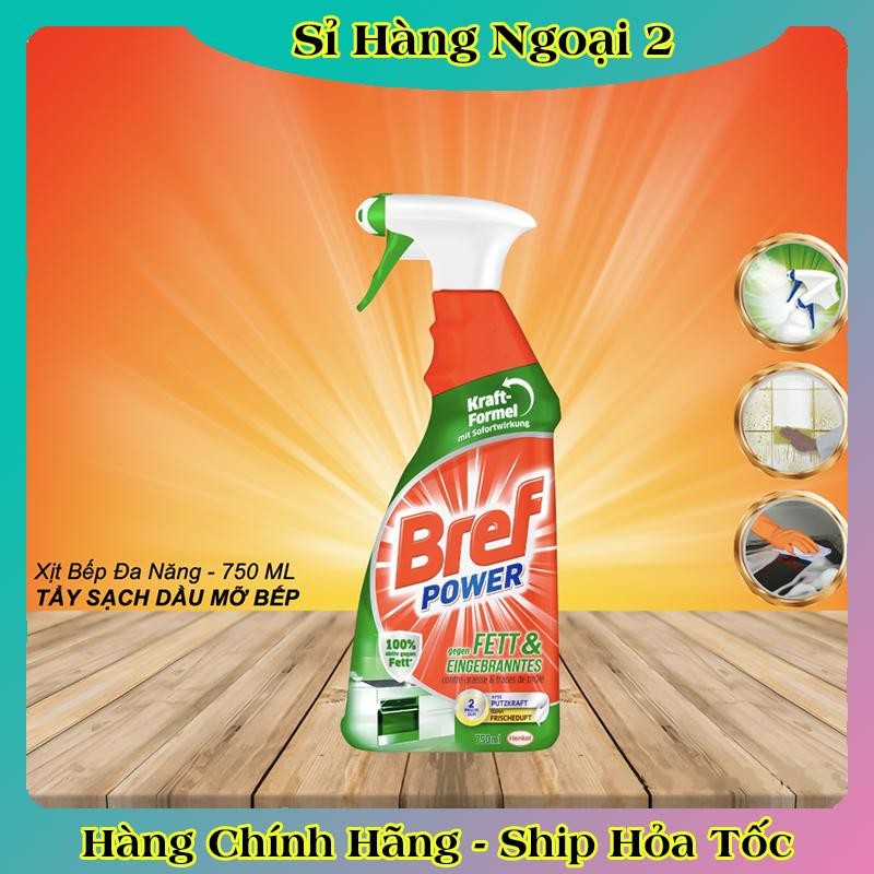 [Mẫu mới nhất] Chai Xịt Tẩy Dầu Mỡ Nhà Bếp Bref Power Dung Tích 750ml Dùng Được Cho Máy Hút Mùi, Lò Nướng