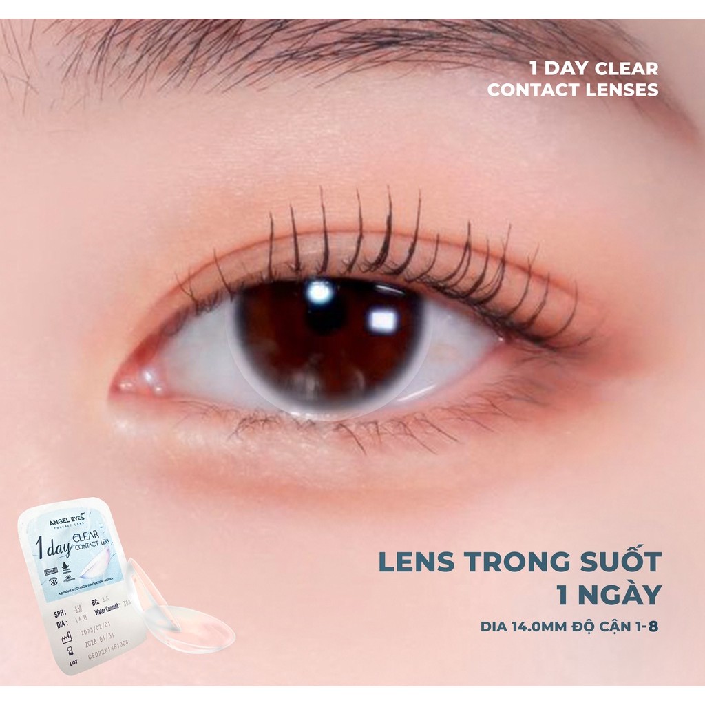 Lens cận 1 ngày trong suốt Ang.el E.yes 💥HÀNG CAO CẤP💥 Kính áp tròng không màu 1 ngày có độ cận 1-8, cho mắt nhạy cảm